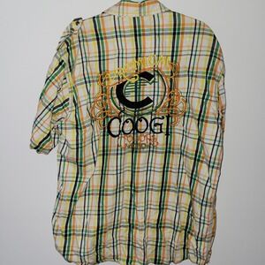 Coogi Premium Colors 1969 Short Sleeve Button Up Men's Size XL Plaid Pockets